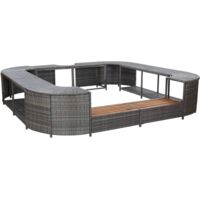 vidaXL Bordo Spa Quadrato Grigio 268 x 268 x 55 cm in Polyrattan