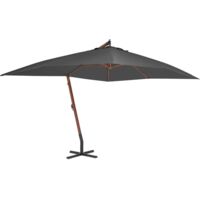 vidaXL Ombrellone a Sbalzo con Palo in Legno 400x300 cm Antracite
