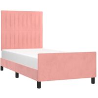 vidaXL Giroletto con Testiera Rosa 90x200 cm in Velluto