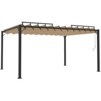 vidaXL Gazebo con Tetto a Lamelle 3x4 m in Tessuto Tortora e Alluminio