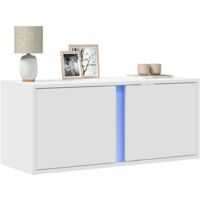 vidaXL Mobile TV a Parete con Luci LED Bianco 80x31x35 cm