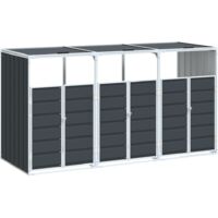 vidaXL Copribidone Ruote per 3 Bidoni Antracite 216x81x115 cm Acciaio