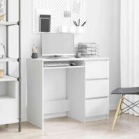 vidaXL Scrivania Bianca 90x45x76 cm in Legno Multistrato