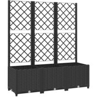 vidaXL Fioriera da giardino con traliccio nera 120x40x136 cm PP