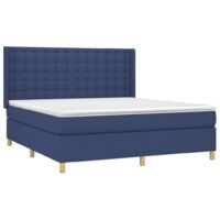 vidaXL Letto a Molle con Materasso e LED Blu 180x200 cm in Tessuto