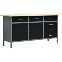 vidaXL Banco da Lavoro Nero 160x60x85 cm in Acciaio