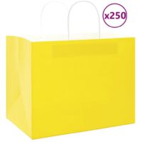 vidaXL Sacchetti di Carta 250 pz con Manici Gialli 32x22x24 cm