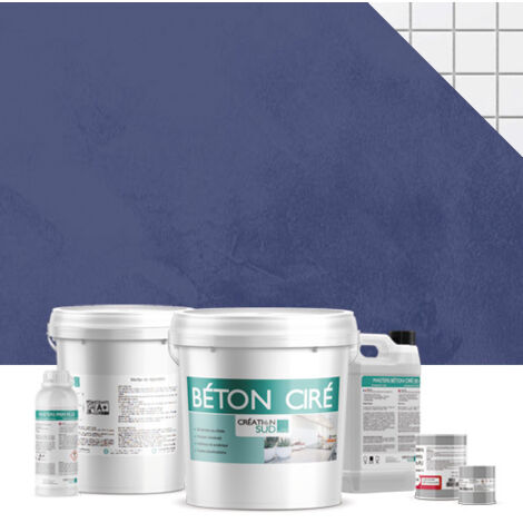 Béton ciré sur carrelage (sols et murs) - Kit complet 5m² (2 couches) - Finition : Mat - Teinte : Nocturne (1/4)