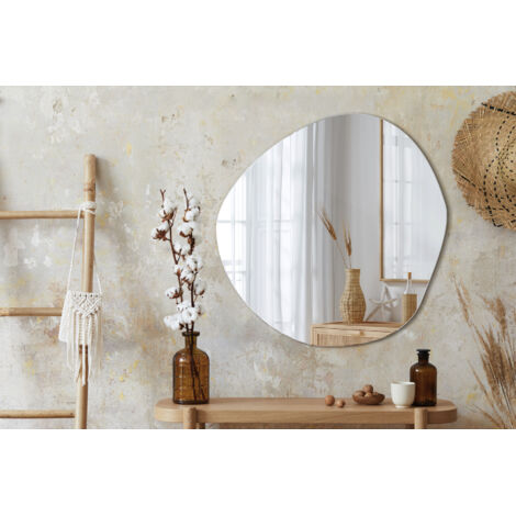 Hasipu Specchio Da Parete Irregolare 81x61 Cm - Senza Cornice, A Onda, Per Soggiorno, Bagno, Ingresso
