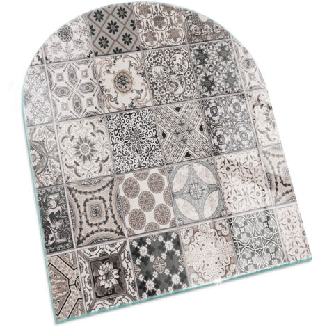 Piastra per Camino di Vetro Temperato Premium Design Elegante e Sicuro Protezione del Pavimento dal Calore Motivo decorativo per piastrelle 80x70 cm