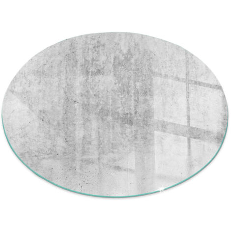 Piastra per Fondo Camino Eccellente Piastra Protezione da Scintille in Vetro di Sicurezza ESG Texture in cemento grezzo Rotondo fi 50 cm