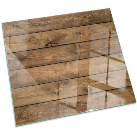 Piastra per Fondo Camino Eccellente Piastra Protezione da Scintille in Vetro di Sicurezza ESG Assi di legno con venature Quadrato 60x60 cm