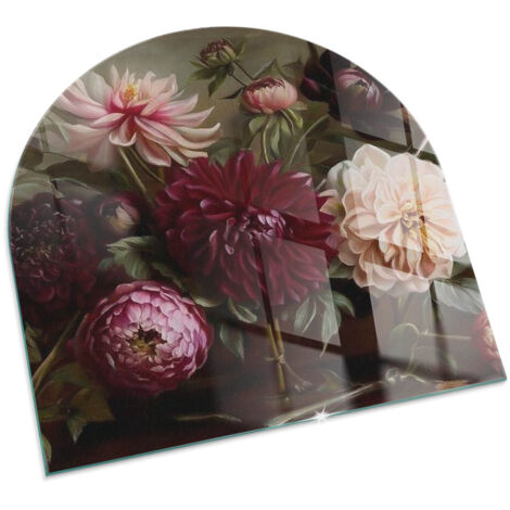 Vetro Decorativo Per Camino E Soggiorno Piastra In ESG Vetro Moderno Per Stufa A Legna Per Camino Bouquet di fiori in dettaglio 100x100 cm