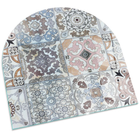 Piastra per Fondo Camino Eccellente Piastra Protezione da Scintille in Vetro di Sicurezza ESG Motivo a mosaico su piastrelle 100x100 cm (1/5)