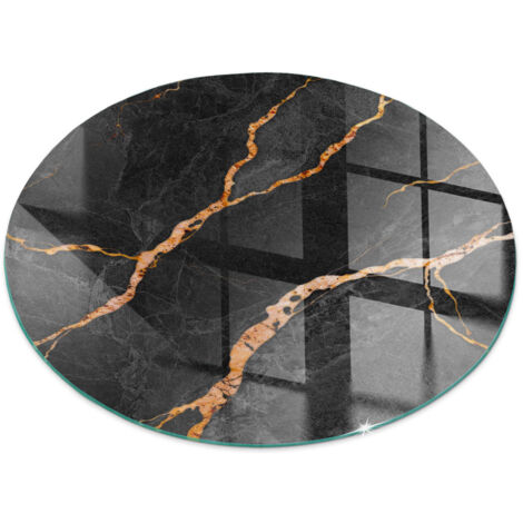 Piastra per Fondo Camino Eccellente Piastra Protezione da Scintille in Vetro di Sicurezza ESG Elegante marmo con venature Rotondo fi 50 cm
