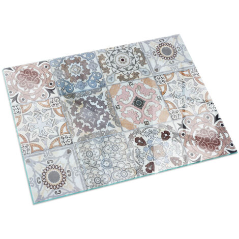 Piastra Per Camino Protezione In Vetro Temperato Per Camino A Legna Resistente Al Calore Motivo a mosaico su piastrelle 120x80 cm (1/5)
