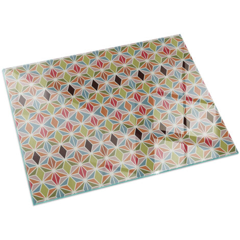 Piastra Per Camino Decorazione Per Pavimento In Vetro Per Camino Per Focolare Moderno per la legna Motivo poligonale in una griglia 60x40 cm