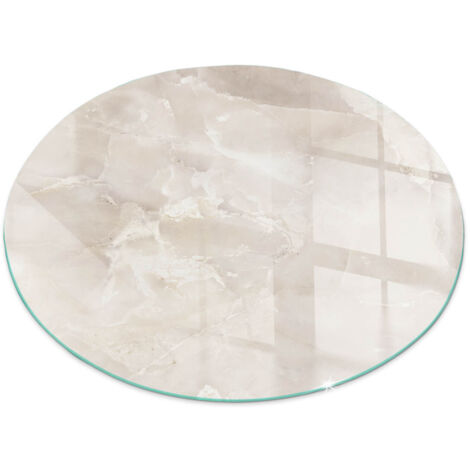 Piastra per Camino di Vetro Temperato Premium Design Elegante e Sicuro Protezione del Pavimento dal Calore Motivo marmo naturale Rotondo fi 50 cm