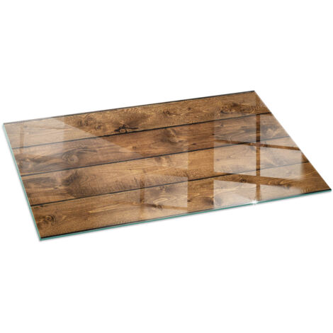 Piastra Per Camino Protezione In Vetro Temperato Per Camino A Legna Resistente Al Calore Assi di legno con venature 100x50 cm