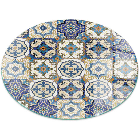 Vetro Temperato Resistente Al Calore Per Camino Protezione del Pavimento dal Calore Resistente a Scintille Motivo a mosaico con fiori Rotondo fi 80