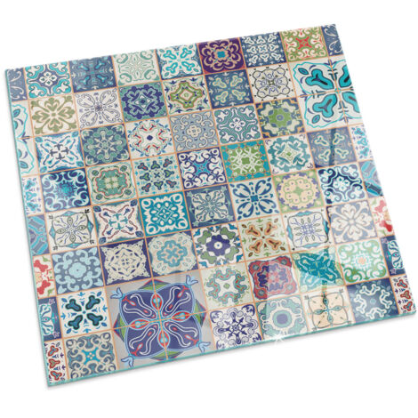 Piastra Per Camino Protezione In Vetro Temperato Per Camino A Legna Resistente Al Calore Motivo a mosaico su piastrelle 50x50 cm