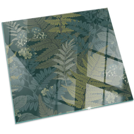 Vetro Temperato Resistente Al Calore Per Camino Protezione del Pavimento dal Calore Resistente a Scintille Motivi floreali con farfalle Quadrato 50x50 (1/5)