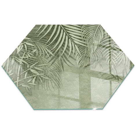 Vetro Temperato Resistente Al Calore Per Camino Protezione del Pavimento dal Calore Resistente a Scintille Foglie tropicali sullo sfondo h40 cm (1/5)