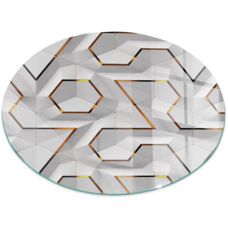 Vetro Decorativo Per Camino E Soggiorno Piastra In ESG Vetro Moderno Per Stufa A Legna Per Camino Motivo geometrico 3D Rotondo fi 80