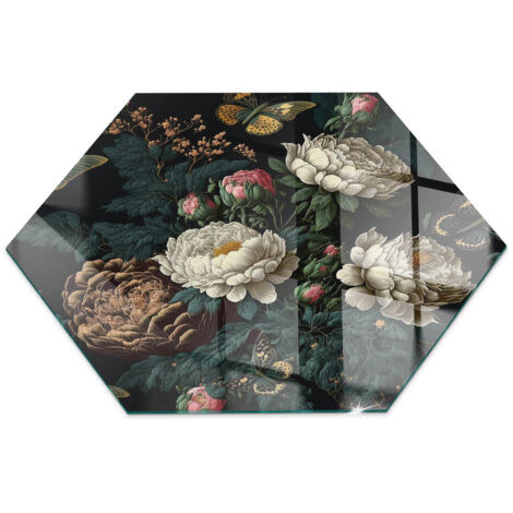 Vetro Temperato Resistente Al Calore Per Camino Protezione del Pavimento dal Calore Resistente a Scintille Motivo floreale con farfalle h40 cm (1/5)