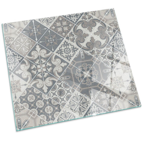 Piastra per Camino di Vetro Temperato Premium Design Elegante e Sicuro Protezione del Pavimento dal Calore Motivo decorativo a mosaico Quadrato 50x50
