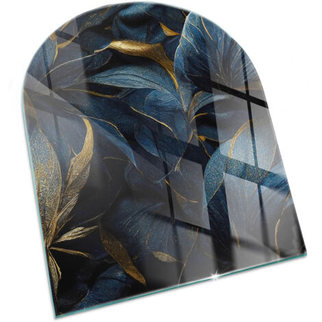 Piastra Decorativa in Vetro per Camino Vetro Resistente al Calore Protezione del Pavimento dal Calore Eleganti foglie in texture 80x70 cm