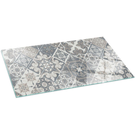 Piastra per Camino di Vetro Temperato Premium Design Elegante e Sicuro Protezione del Pavimento dal Calore Motivo decorativo a mosaico 140x70 cm