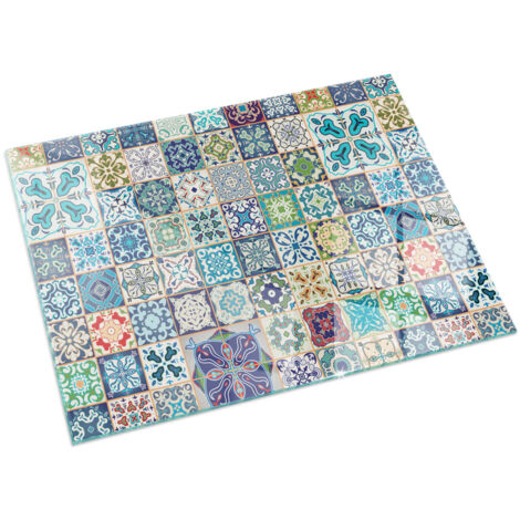Piastra per Fondo Camino Eccellente Piastra Protezione da Scintille in Vetro di Sicurezza ESG Motivo a mosaico su piastrelle 120x80 cm