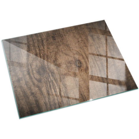 Piastra Decorativa in Vetro per Camino Vetro Resistente al Calore Protezione del Pavimento dal Calore Motivo in legno naturale 60x40 cm