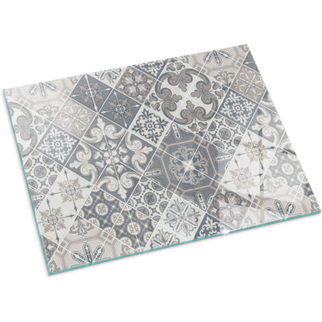 Piastra Per Camino Protezione In Vetro Temperato Per Camino A Legna Resistente Al Calore Motivo decorativo a mosaico 80x60 cm
