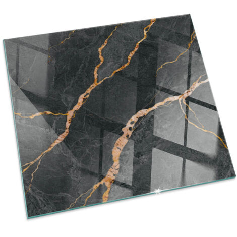 Piastra per Camino di Vetro Temperato Protezione per Caminetto dal Calore Resistente a Scintille e Graffi Elegante marmo con venature Quadrato 50x50