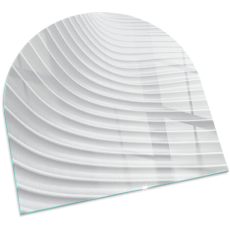 Piastra per Fondo Camino Eccellente Piastra Protezione da Scintille in Vetro di Sicurezza ESG Onde di linee delicate 100x100 cm