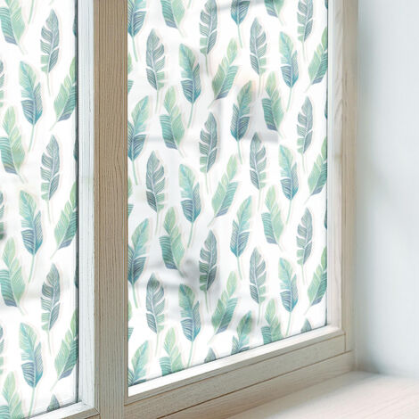 Pellicola Opaca per Finestre 200x146 cm Protezione per Bagno Uffici Casa Camera da Letto Decorativa Vetro Smerigliato Autoadesiva Foglie tropicali