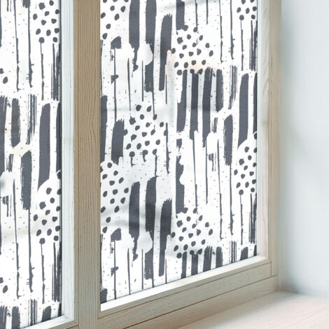 Pellicola Opaca per Vetri 100x100 cm Protezione per Cucina Bagno Uffici Camera da Letto Decorativa Vetro Smerigliato Autoadesiva PVC Righe e pois (1/5)