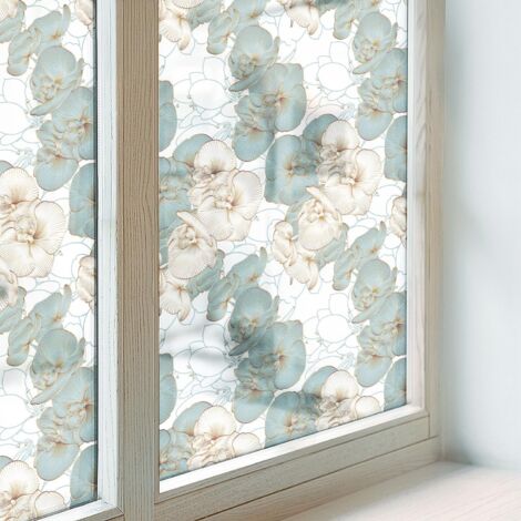 Pellicola Privacy per Vetri 100x100 cm Protezione per Cucina Bagno Uffici Camera da Letto Autoadesiva Decorativa Vetro Smerigliato Fiori delicati (1/5)
