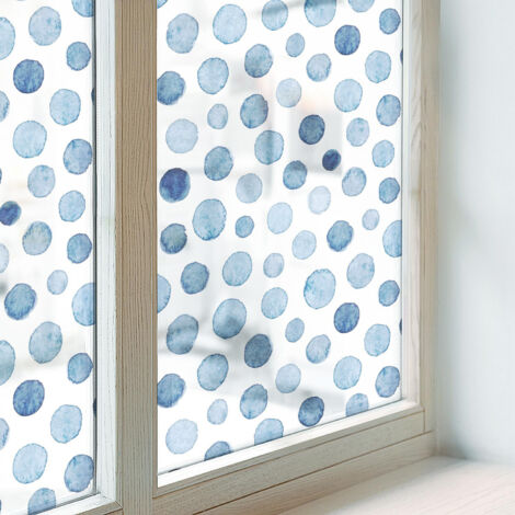 Pellicola Opaca per Vetri 100x100 cm PVC Autoadesiva Protezione per Cucina Bagno Uffici Camera da Letto Decorativa Vetro Smerigliato Punti acquerello (1/5)