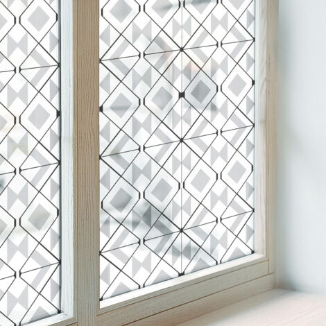 Pellicola Privacy per Vetri 200x116 cm Autoadesiva Vetro Smerigliato Protezione per Cucina Bagno Uffici Camera da Letto Decorativa Motivi geometrici (1/5)