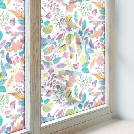 Pellicola Opaca per Vetri 100x100 cm Vetro Smerigliato Decorativa Autoadesiva Protezione per Cucina Bagno Uffici Camera da Letto Composizione colorata (1/5)