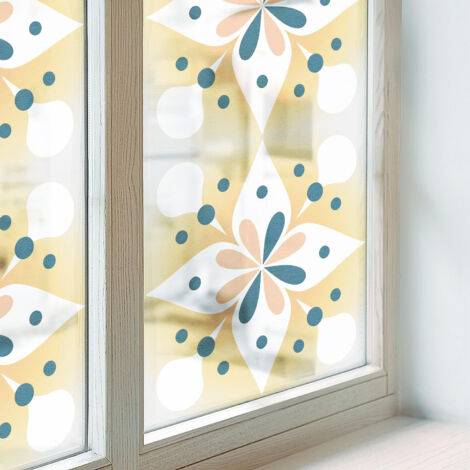 Pellicola Anti Sguardo 200x100 cm Autoadesiva Vetro Smerigliato PVC Protezione per Cucina Bagno Uffici Camera da Letto Decorativa simmetria floreale