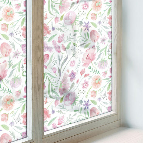 Pellicola Anti Sguardo per Vetri 100x100 Decorativa Vetro Smerigliato Protezione per Cucina Bagno Uffici Camera da Letto Autoadesiva Motivo floreale (1/5)