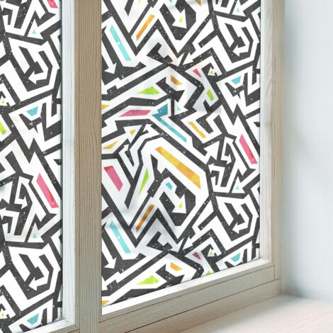 Pellicola Opaca per Vetri 100x100 cm Vetro Smerigliato Decorativa Autoadesiva Protezione per Cucina Bagno Uffici Camera da Letto Geometria astratta