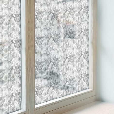 Pellicola Anti Sguardo per Finestre 100x100 cm Vetro Smerigliato Decorativa Autoadesiva Protezione per Bagno Uffici Camera da Letto Eleganza floreale