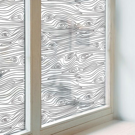 Pellicola Opaca per Vetri 200x100 cm Vetro Smerigliato Decorativa Autoadesiva Protezione per Cucina Bagno Uffici Camera da Letto PVC Linee di legno (1/5)