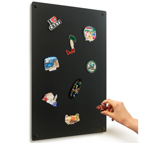 Grande Lavagna magnetica da parete in metallo nera per collezionisti di souvenir e magneti organizzare foto appunti e magneti da viaggio 50x80 cm