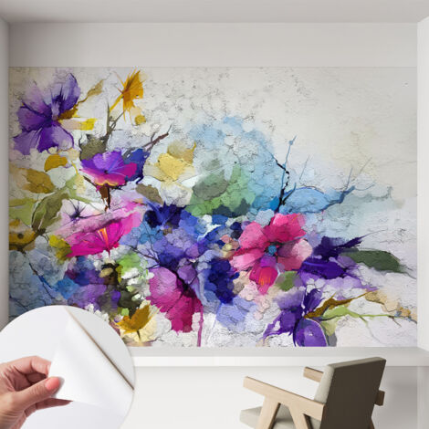 Carta da parati autoadesiva - impermeabile - murale da parete - decorazione murale - Fiori astratti 152x104 cm